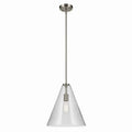 KICHLER 42200NICS Everly 15.5" 1-Light Cone Pendant With Clear Seeded Glass In Brushed Nickel