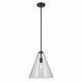 KICHLER 42200OZ Everly 15.5" 1-Light Cone Pendant With Clear Glass In Olde Bronze