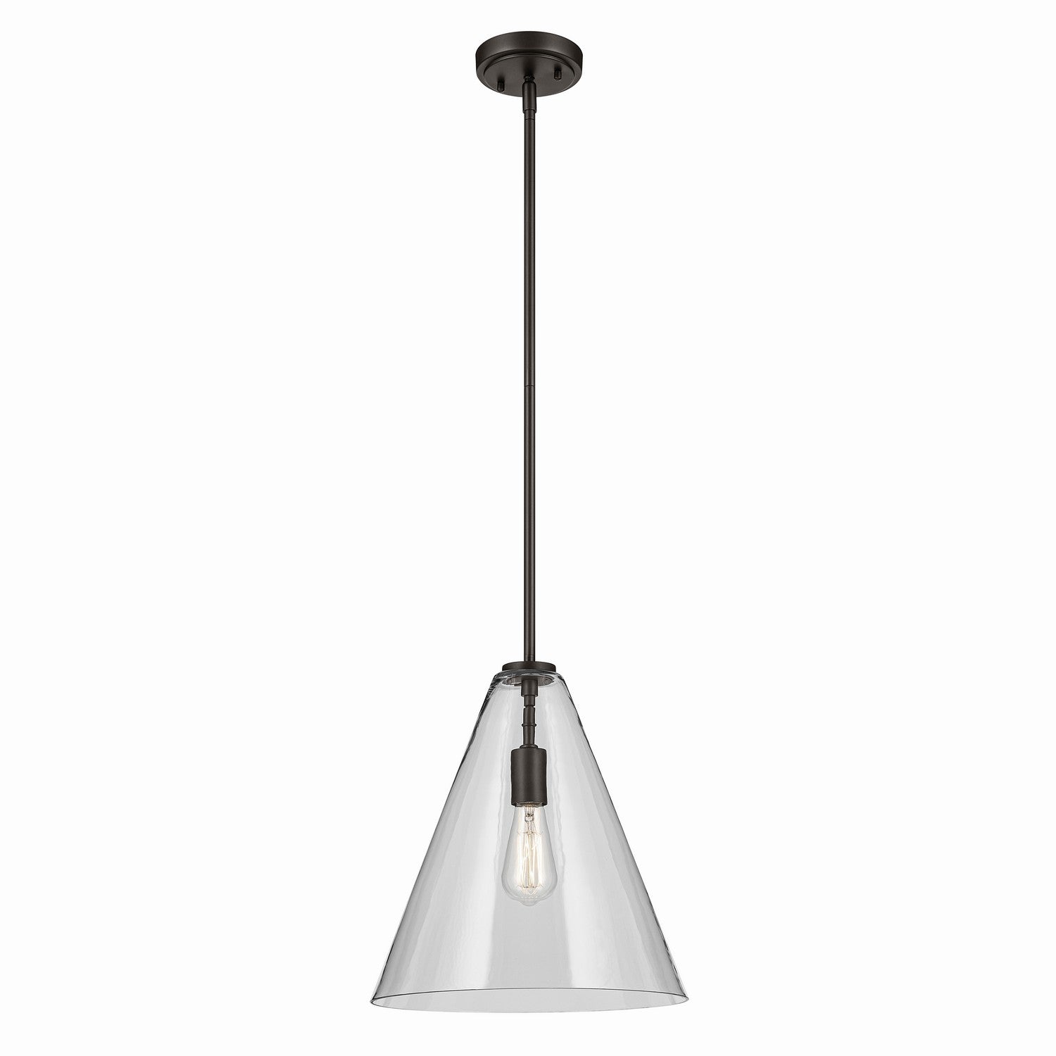 KICHLER 42200OZ Everly 15.5" 1-Light Cone Pendant With Clear Glass In Olde Bronze