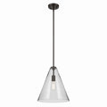 KICHLER 42200OZCS Everly 15.5" 1-Light Cone Pendant With Clear Seeded Glass In Olde Bronze