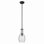 KICHLER 42456BKCS Everly 13.75" 1-Light Bell Pendant With Clear Seeded Glass In Black