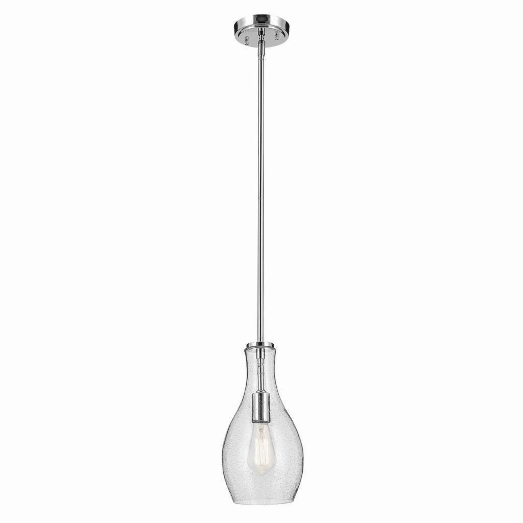KICHLER 42456CHCS Everly 13.75" 1-Light Bell Pendant With Clear Seeded Glass In Chrome