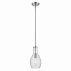 KICHLER 42456CHCS Everly 13.75" 1-Light Bell Pendant With Clear Seeded Glass In Chrome