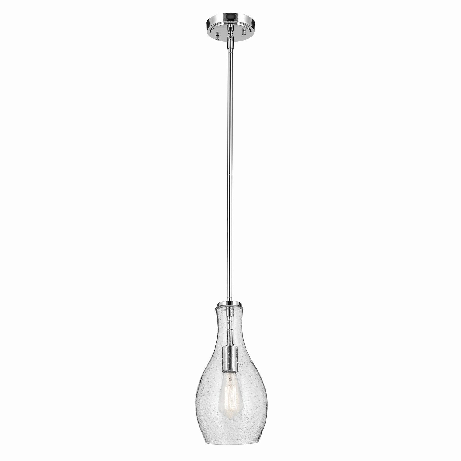 KICHLER 42456CHCS Everly 13.75" 1-Light Bell Pendant With Clear Seeded Glass In Chrome