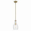 KICHLER 42456NBRCS Everly 13.75" 1-Light Bell Pendant With Clear Seeded Glass In Brushed Natural Brass