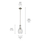 KICHLER 42456NI Everly 13.75" 1-Light Bell Pendant With Clear Glass In Brushed Nickel