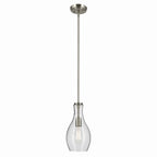 KICHLER 42456NI Everly 13.75" 1-Light Bell Pendant With Clear Glass In Brushed Nickel