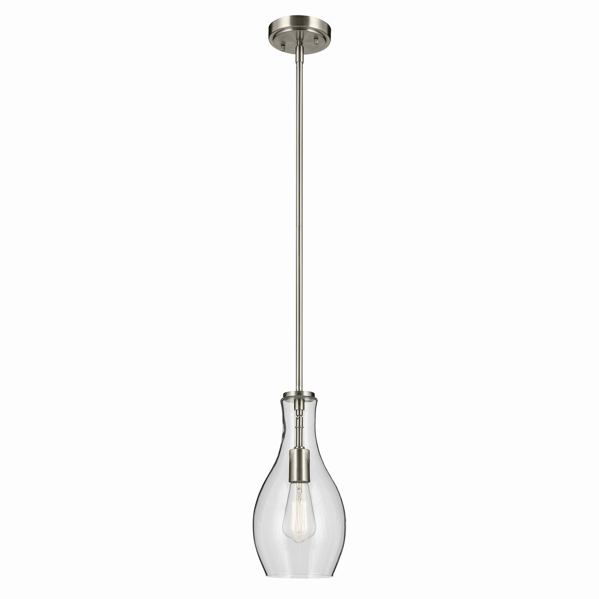 KICHLER 42456NI Everly 13.75" 1-Light Bell Pendant With Clear Glass In Brushed Nickel