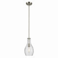 KICHLER 42456NICS Everly 13.75" 1-Light Bell Pendant With Clear Seeded Glass In Brushed Nickel