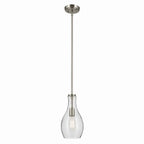 KICHLER 42456NICS Everly 13.75" 1-Light Bell Pendant With Clear Seeded Glass In Brushed Nickel