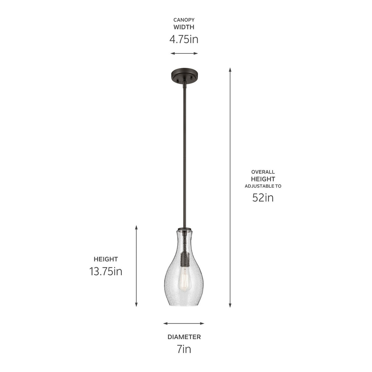 KICHLER 42456OZCS Everly 13.75" 1-Light Bell Pendant With Clear Seeded Glass In Olde Bronze