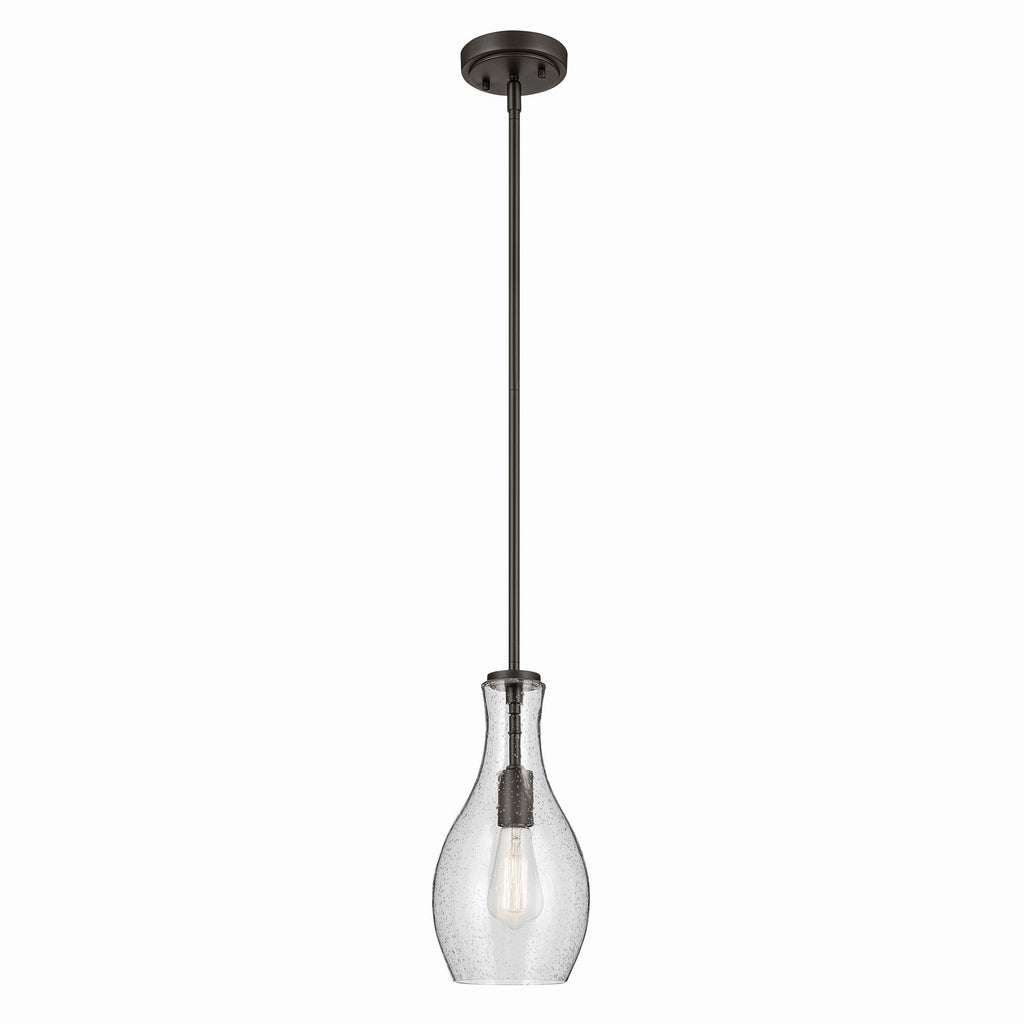 KICHLER 42456OZCS Everly 13.75" 1-Light Bell Pendant With Clear Seeded Glass In Olde Bronze
