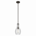 KICHLER 42456OZCS Everly 13.75" 1-Light Bell Pendant With Clear Seeded Glass In Olde Bronze