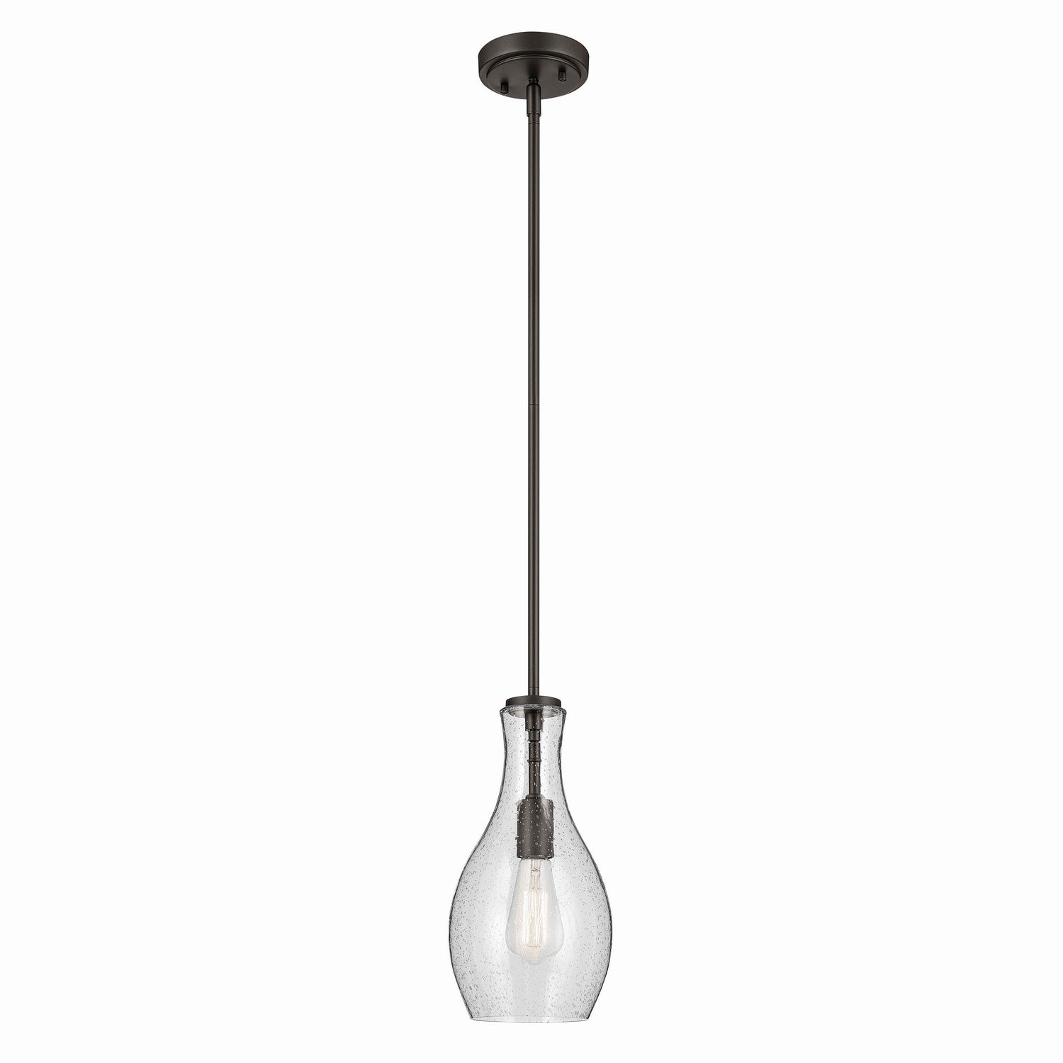 KICHLER 42456OZCS Everly 13.75" 1-Light Bell Pendant With Clear Seeded Glass In Olde Bronze