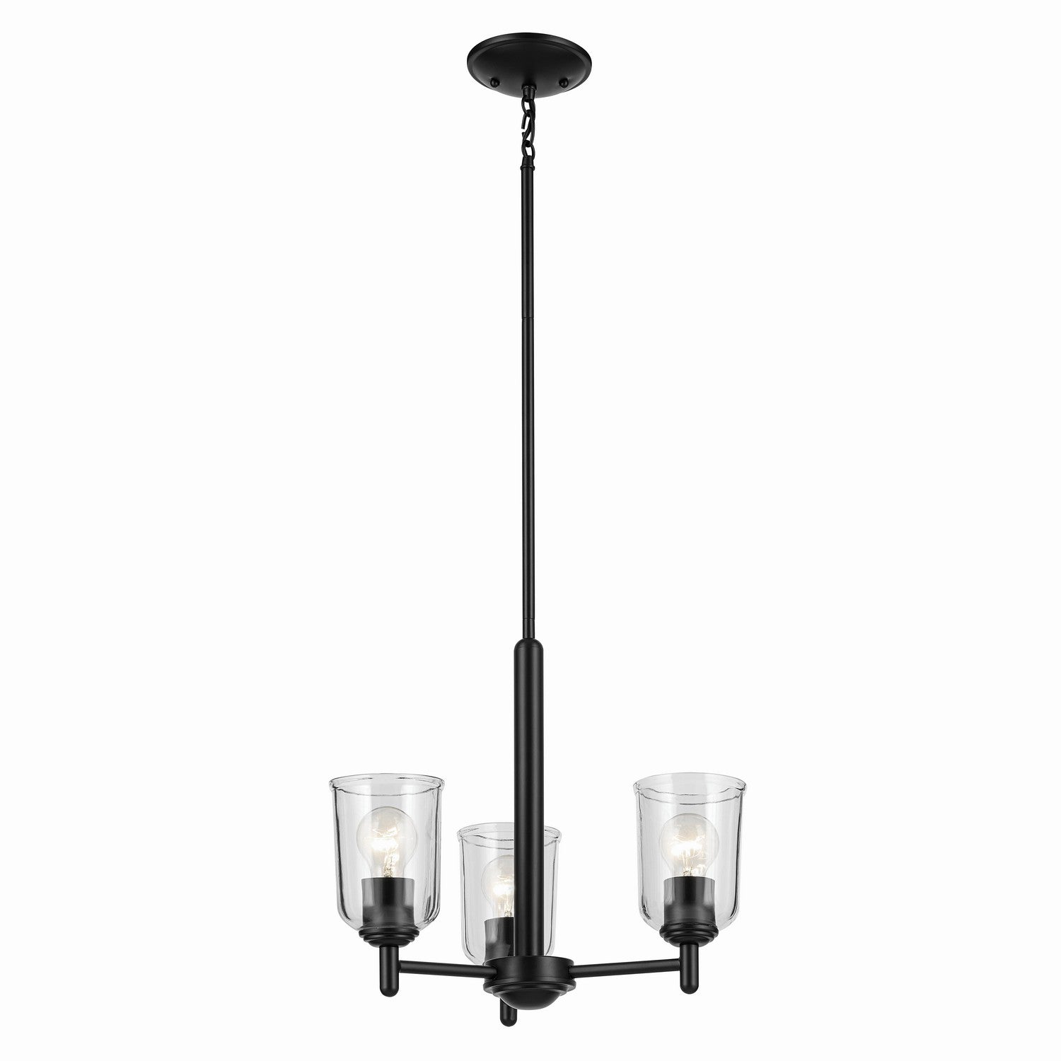 KICHLER 43670BKCLR Shailene 15.25" 3-Light Mini Chandelier With Clear Glass In Black