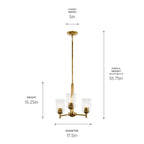 KICHLER 43670NBRCLR Shailene 15.25" 3-Light Mini Chandelier With Clear Glass In Natural Brass