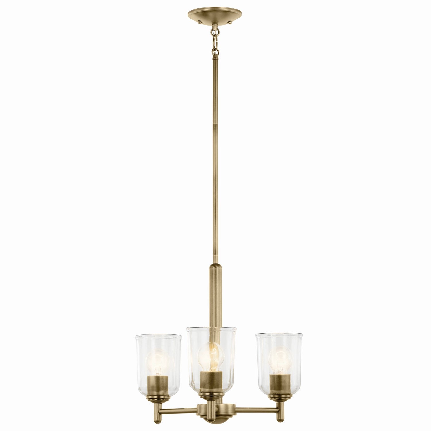KICHLER 43670NBRCLR Shailene 15.25" 3-Light Mini Chandelier With Clear Glass In Natural Brass