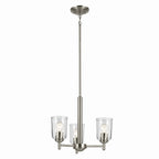 KICHLER 43670NICLR Shailene 15.25" 3-Light Mini Chandelier With Clear Glass In Brushed Nickel