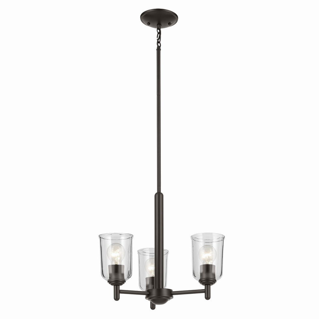 KICHLER 43670OZCLR Shailene 15.25" 3-Light Mini Chandelier With Clear Glass In Olde Bronze