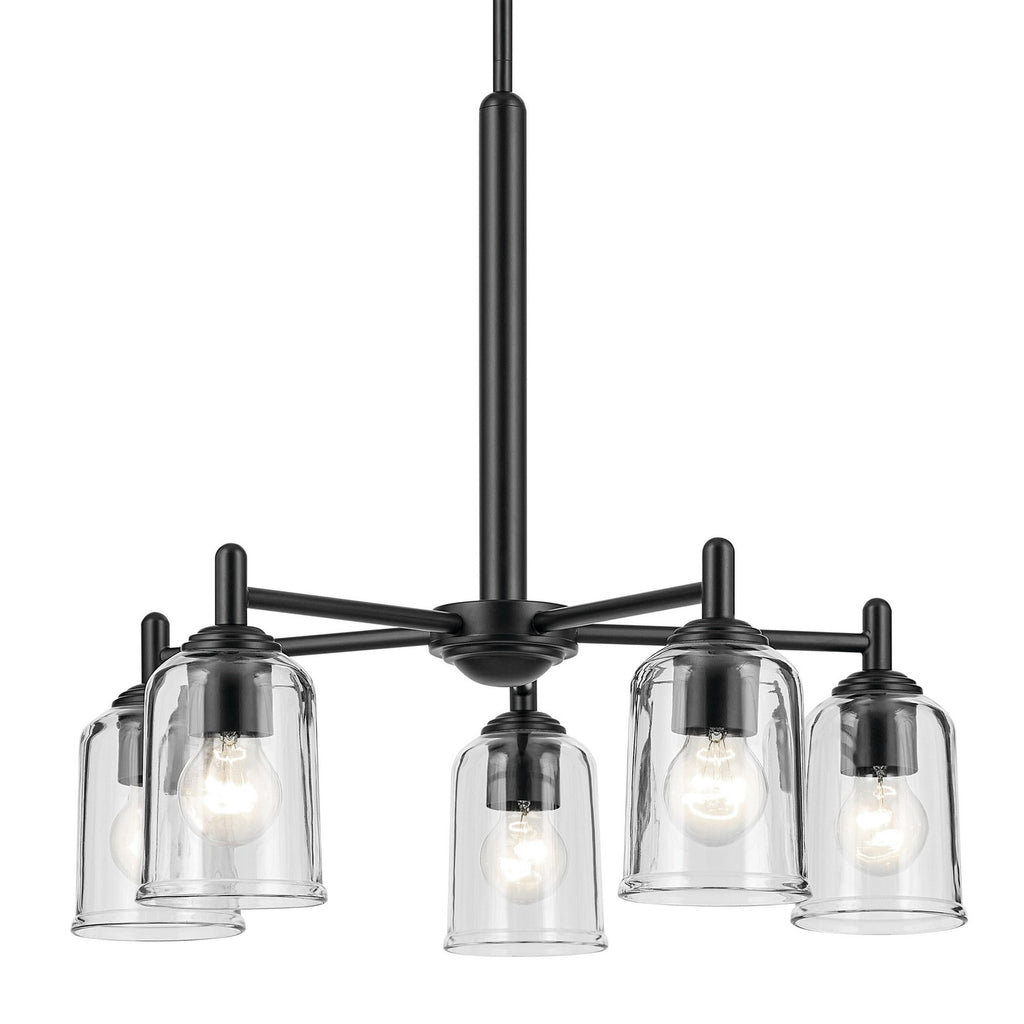 KICHLER 43671BKCLR Shailene 15.25" 5-Light Chandelier With Clear Glass In Black