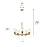 KICHLER 43671NBRCLR Shailene 15.25" 5-Light Chandelier With Clear Glass In Natural Brass