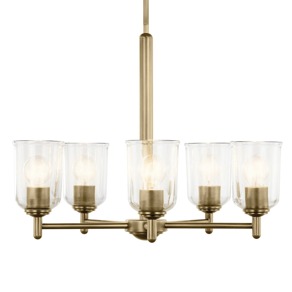 KICHLER 43671NBRCLR Shailene 15.25" 5-Light Chandelier With Clear Glass In Natural Brass