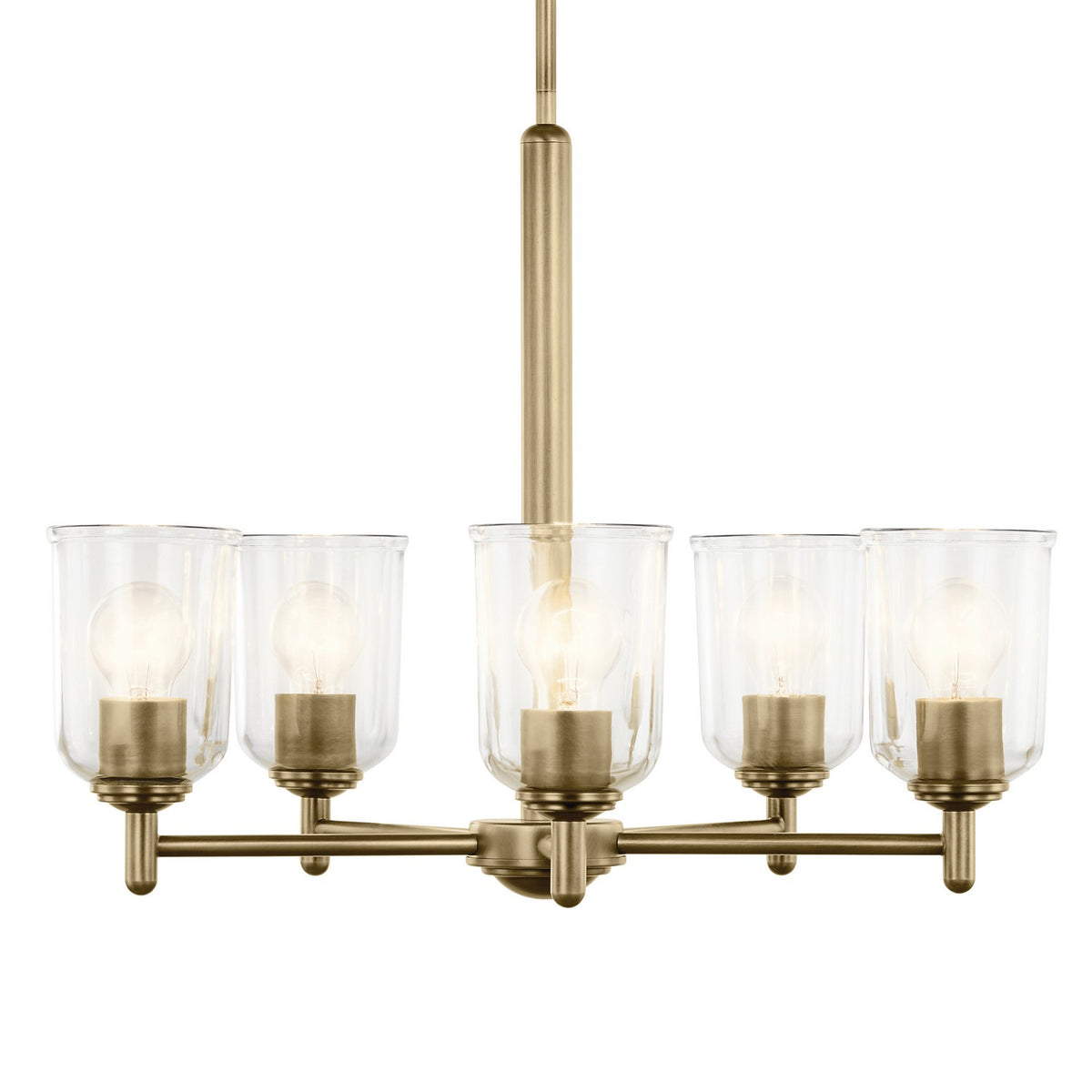 KICHLER 43671NBRCLR Shailene 15.25" 5-Light Chandelier With Clear Glass In Natural Brass