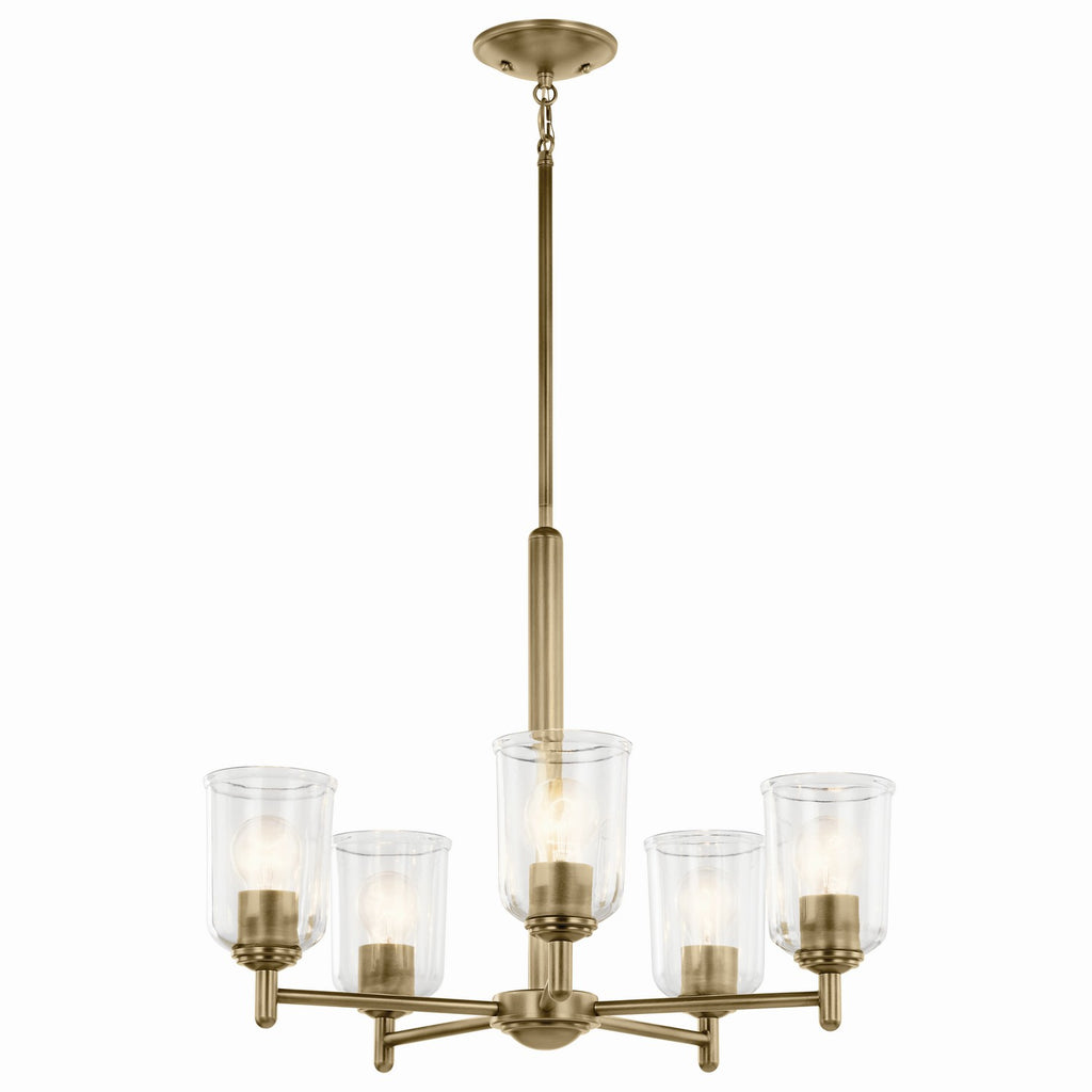 KICHLER 43671NBRCLR Shailene 15.25" 5-Light Chandelier With Clear Glass In Natural Brass
