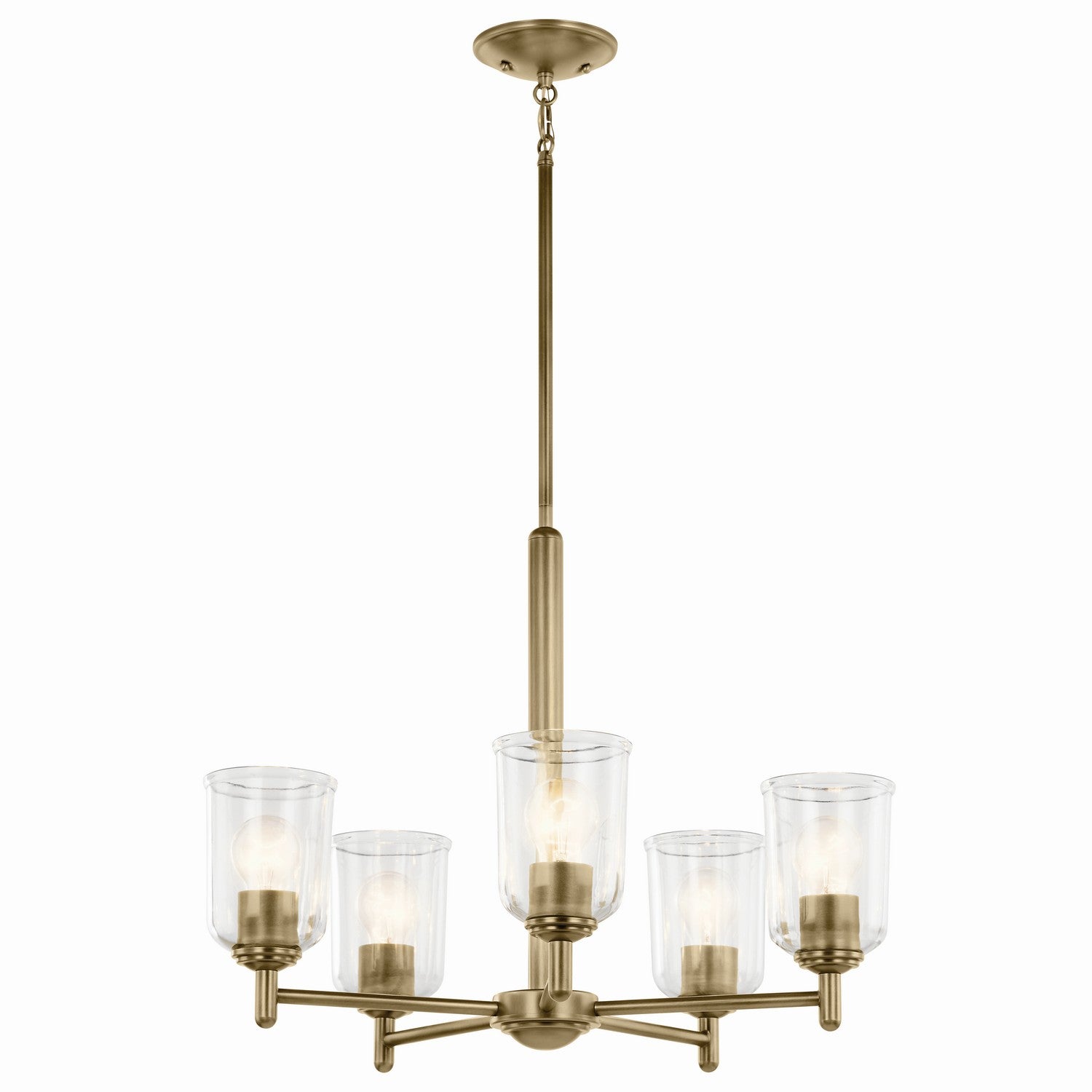 KICHLER 43671NBRCLR Shailene 15.25" 5-Light Chandelier With Clear Glass In Natural Brass