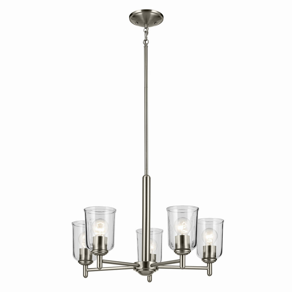 KICHLER 43671NICLR Shailene 15.25" 5-Light Chandelier With Clear Glass In Brushed Nickel