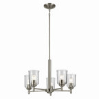KICHLER 43671NICLR Shailene 15.25" 5-Light Chandelier With Clear Glass In Brushed Nickel