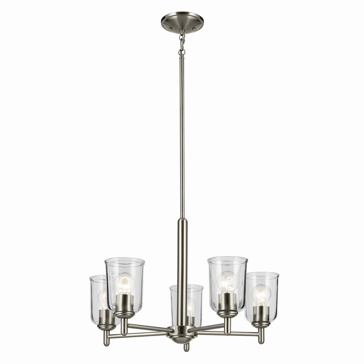 KICHLER 43671NICLR Shailene 15.25" 5-Light Chandelier With Clear Glass In Brushed Nickel