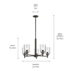 KICHLER 43671OZCLR Shailene 15.25" 5-Light Chandelier With Clear Glass In Olde Bronze