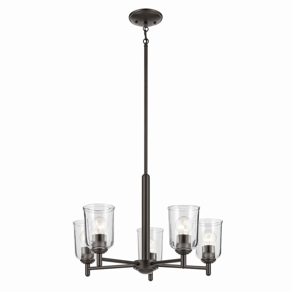 KICHLER 43671OZCLR Shailene 15.25" 5-Light Chandelier With Clear Glass In Olde Bronze