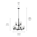 KICHLER 43672BKCLR Shailene 26.5" 9-Light 2-Tier Chandelier With Clear Glass In Black