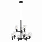 KICHLER 43672BKCLR Shailene 26.5" 9-Light 2-Tier Chandelier With Clear Glass In Black