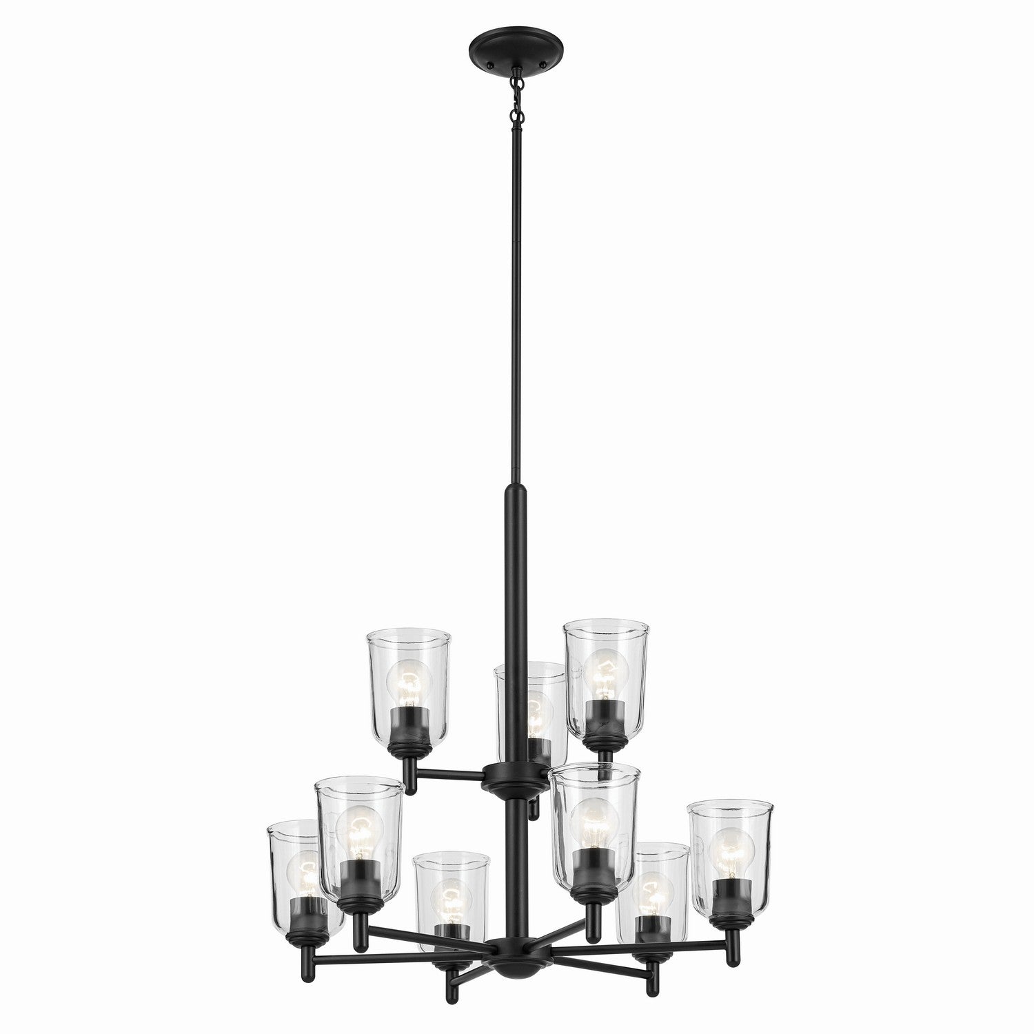 KICHLER 43672BKCLR Shailene 26.5" 9-Light 2-Tier Chandelier With Clear Glass In Black