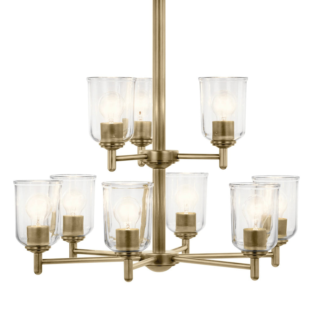 KICHLER 43672NBRCLR Shailene 26.5" 9-Light 2-Tier Chandelier With Clear Glass In Natural Brass