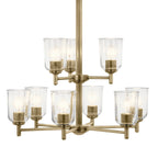 KICHLER 43672NBRCLR Shailene 26.5" 9-Light 2-Tier Chandelier With Clear Glass In Natural Brass