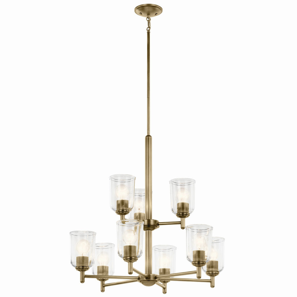 KICHLER 43672NBRCLR Shailene 26.5" 9-Light 2-Tier Chandelier With Clear Glass In Natural Brass