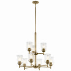 KICHLER 43672NBRCLR Shailene 26.5" 9-Light 2-Tier Chandelier With Clear Glass In Natural Brass
