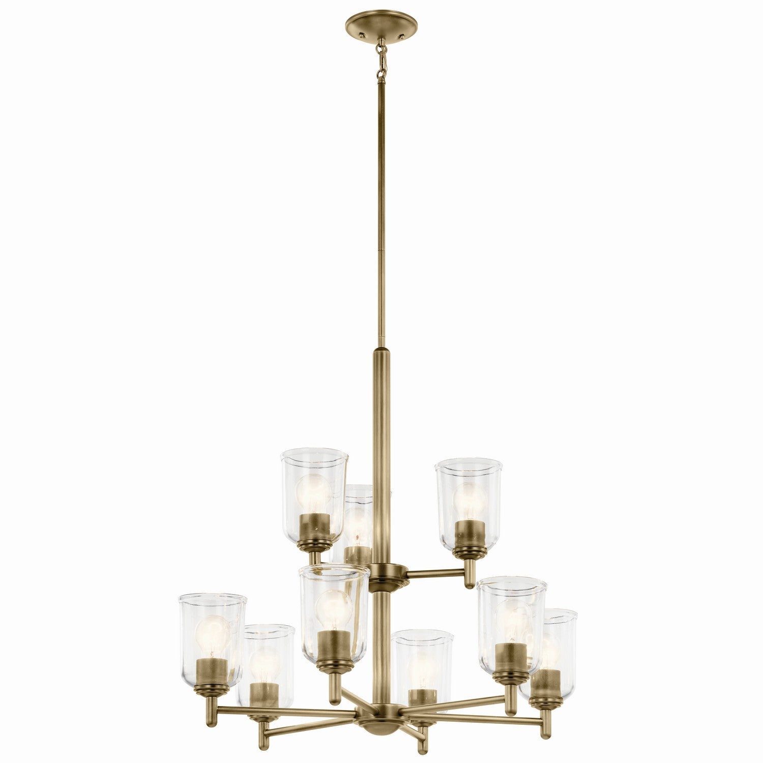 KICHLER 43672NBRCLR Shailene 26.5" 9-Light 2-Tier Chandelier With Clear Glass In Natural Brass