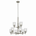 KICHLER 43672NICLR Shailene 26.5" 9-Light 2-Tier Chandelier With Clear Glass In Brushed Nickel