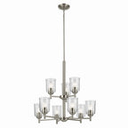 KICHLER 43672NICLR Shailene 26.5" 9-Light 2-Tier Chandelier With Clear Glass In Brushed Nickel