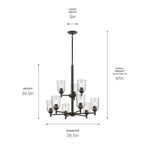 KICHLER 43672OZCLR Shailene 26.5" 9-Light 2-Tier Chandelier With Clear Glass In Olde Bronze