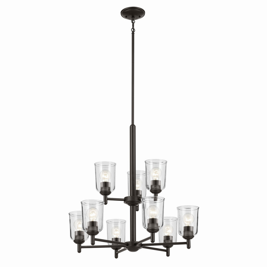 KICHLER 43672OZCLR Shailene 26.5" 9-Light 2-Tier Chandelier With Clear Glass In Olde Bronze