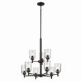 KICHLER 43672OZCLR Shailene 26.5" 9-Light 2-Tier Chandelier With Clear Glass In Olde Bronze