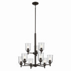 KICHLER 43672OZCLR Shailene 26.5" 9-Light 2-Tier Chandelier With Clear Glass In Olde Bronze