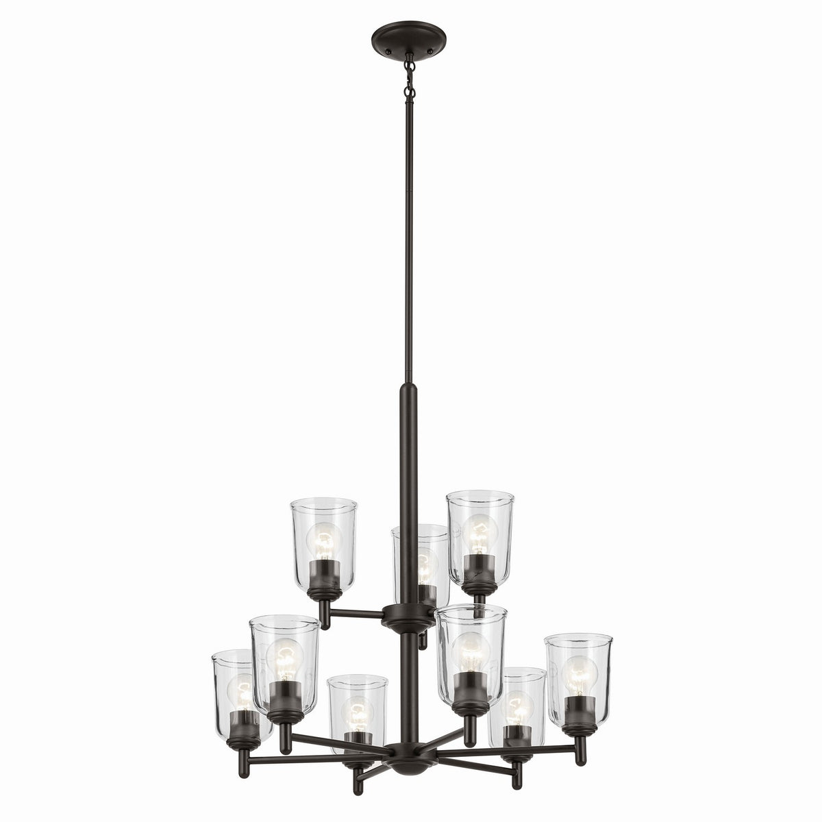 KICHLER 43672OZCLR Shailene 26.5" 9-Light 2-Tier Chandelier With Clear Glass In Olde Bronze