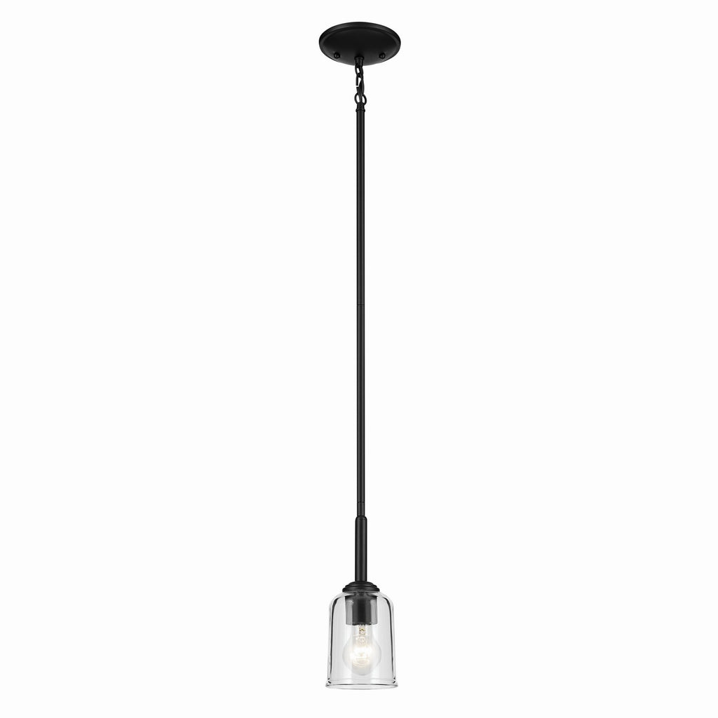 KICHLER 43674BKCLR Shailene 11.25" 1-Light Mini Bell Pendant With Clear Glass In Black